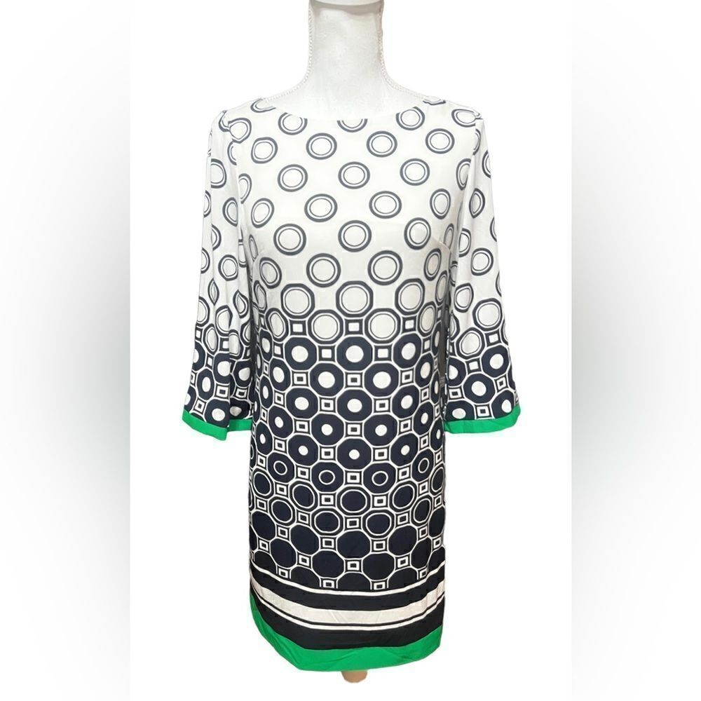 Eliza J Geometric Scoop Neck Shift‎ Dress w/ Back Zipper